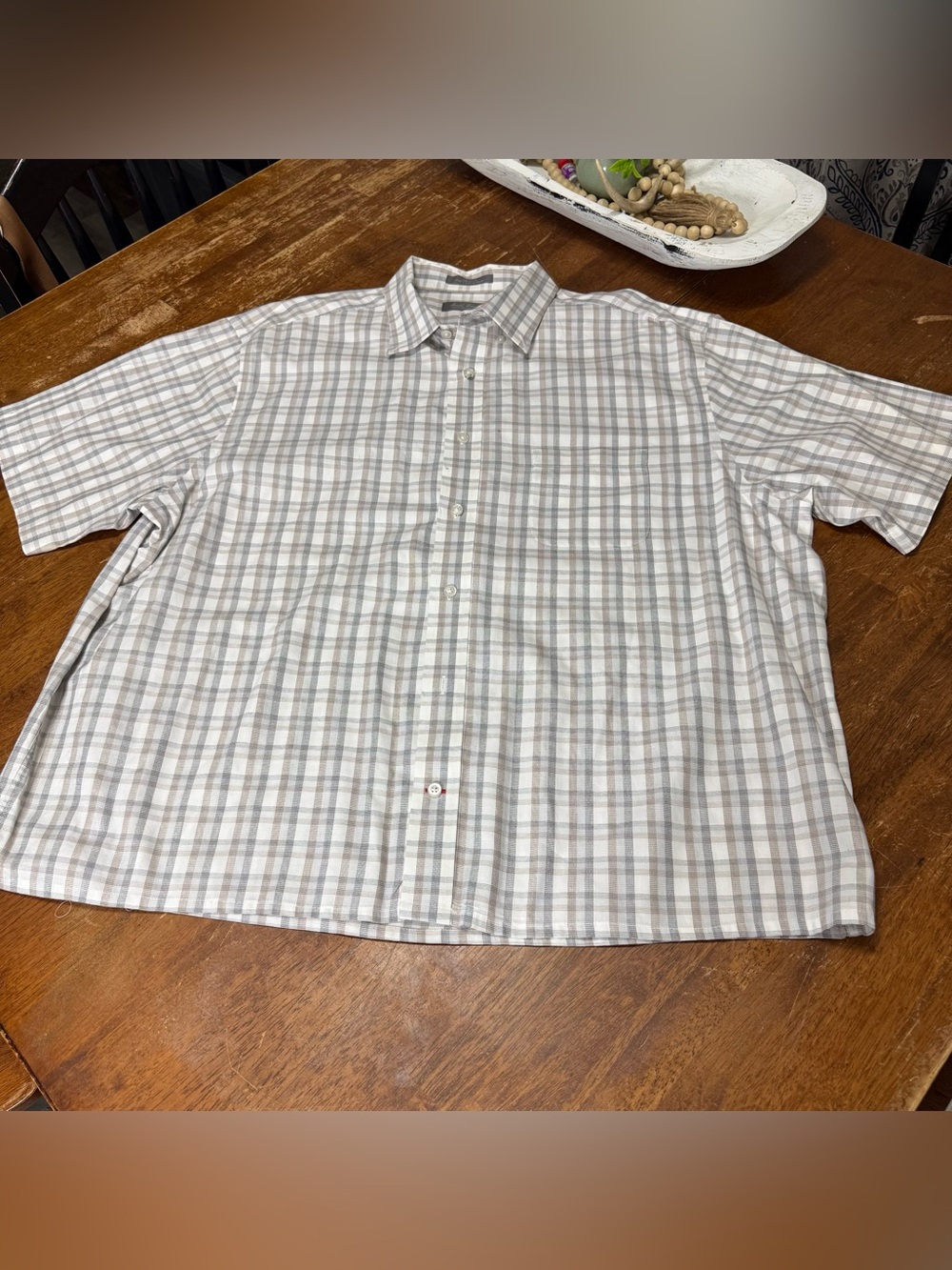 Daniel Cremieux Men's Plaid Button-Down Shirt in Light Gray and Cream